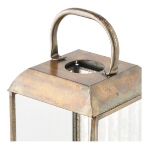 Felinar decorativ Herslev, Auriu antic, 12x12x49 cm - Img 2