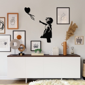 Fém fali kép Banksy, fekete, 105x85 cm