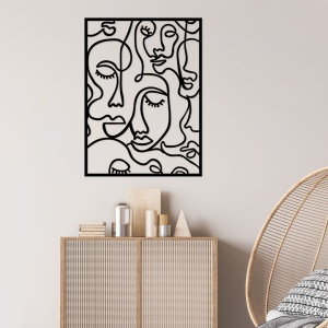 Fém fali kép Faces, fekete, 52x70 cm