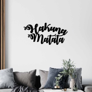 Fém fali kép Hakuna, fekete, 70x35 cm