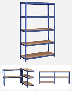 Fém polc, Songmics, kék, 200x120x60 cm - Img 7