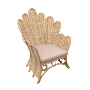Fotel, Fragia, natúr rattan, bézs párnával, 103x90x120 cm