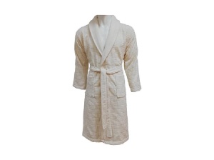Jacquard velúr fürdőköpeny, Demore, férfi, krém