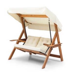 Kétszemélyes kerti hintaágy, Galata Swing S2, krém, 160x195x120 cm
