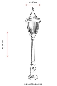 Kültéri állólámpa, M1B, fekete, 105x30 cm - Img 3