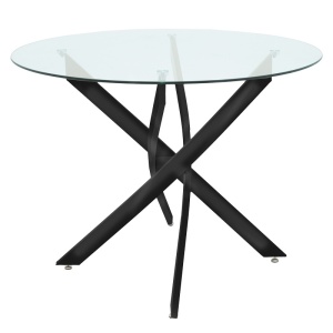 Masa Antoro din sticla cu picioare din metal negru 100x100x75 cm