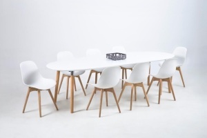 Masa dining Belina, Alb, 74x270x100 cm - Img 3
