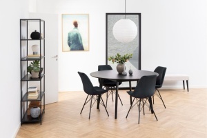 Masa dining Roxby, Negru, 76x140x140 cm - Img 2