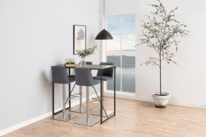 Masa tip bar Seaford, Negru, 105x120x60 cm - Img 3