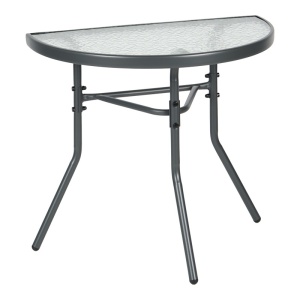 Masuta de cafea de gradina consola semicerc, Bion, Gri inchis, 70x40x65 cm