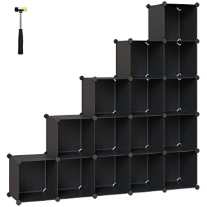 Moduláris tárolókocka szett 15 db, műanyag, Songmics, fekete, 123x31x123 cm - Img 2