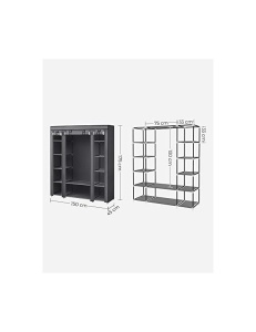 Összecsukható szekrény, Songmics LSF003I02, szürke, 150x45x175 cm - Img 6