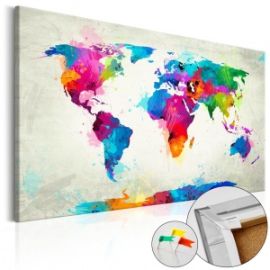 Parafa kép An Explosion of Colors [Cork Map], 90x60 cm