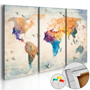 Parafa kép Free as a bird [Cork Map], 90x60 cm