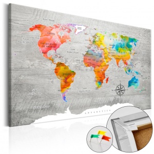 Parafa kép Multicolored Travels [Cork Map], 60x40 cm