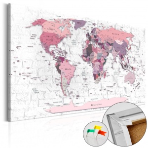 Parafa kép Pink Frontiers [Cork Map], 60x40 cm