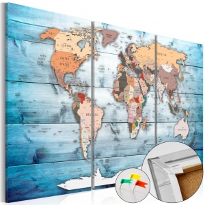 Parafa kép Sapphire Travels [Cork Map], 120x80 cm