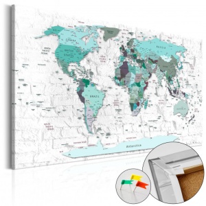 Parafa kép Sky-blue Border [Cork Map], 90x60 cm