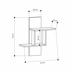 Polc, Mill, antracit, 64x70x20 cm - Img 3