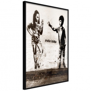 Poszter fekete kerettel, ""Banksy: Rude Kids"", 20x30 cm
