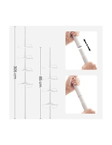 Sarokpolc fürdőszobába, Songmics, BCB001A, 85-305 cm, fehér - Img 4