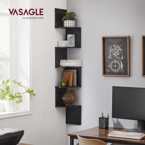 Sarokpolc, Vasagle, 5 polcos, LBC20BK, fekete