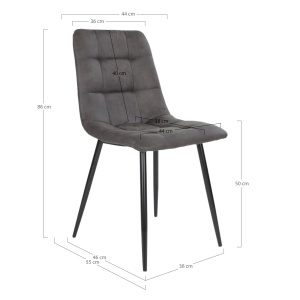 Scaun dining Middelfart, Gri, 55x44x86 cm - Img 3