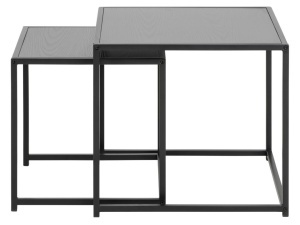 Set 2 piese Masute de cafea stivuibile Seaford, Negru, 45x50x50 cm - Img 3