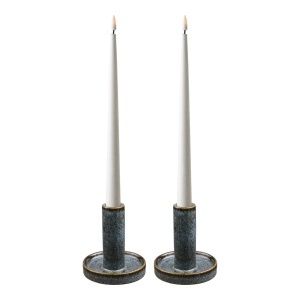 Set 2 piese Suporturi pentru lumanari, Albastru, 9.5x9.5x11 cm