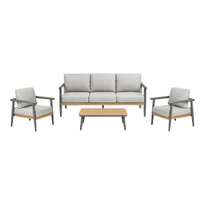 Set 4 piese Mobilier lounge pentru exterior Comillas, Gri, 73.5x179.5x65 cm - Img 4