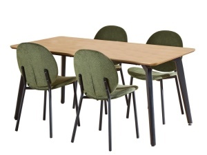 Set 5 piese Masa dining si Scaune Cadiz V4, Natural, 75x160x90 cm - Img 2