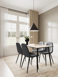 Set 5 piese Masa dining si Scaune Wilma, Alb, 75x120x80 cm