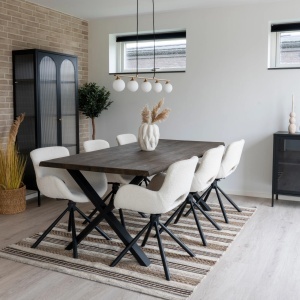 Set 7 piese Masa dining si scaune Toulon, Natural, 200x95x82.5 cm