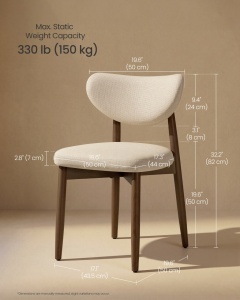 Set de 2 scaune Vasagle, Mazie, Bej Cappuccino, 50x51x82 cm - Img 7
