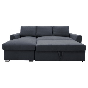 Set mobilier studenti coltar reversibil extensibil, masuta de cafea si comoda TV, 3 buc, Flux, Stejar, 236x164x88 cm - Img 5