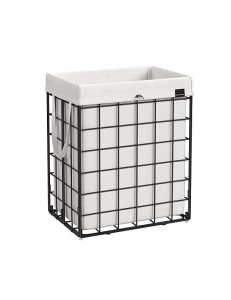 Szennyeskosár 90L, Songmics, LCB190W01, fehér / fekete, 48 x 33 x 58 cm