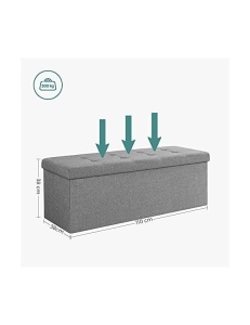 Tárolós pad, Songmics, LSF77G, szürke, 110x38x38 cm, 120 L - Img 6