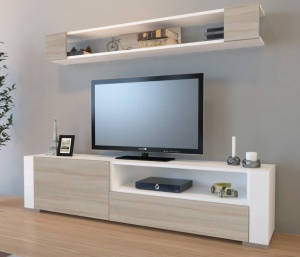TV komód szett, Arya, fehér-cordoba