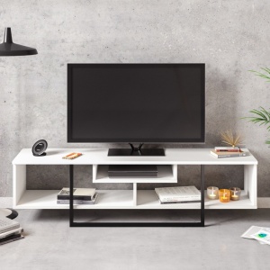TV-szekrény, Asal (150), Fehér, Fekete - Img 2