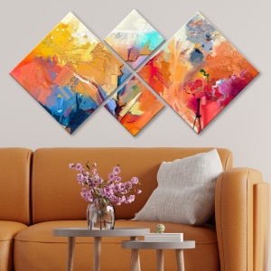 Vászonkép szett, 4 darabos, 4MDF1040210842, többszínű, 60x115 cm