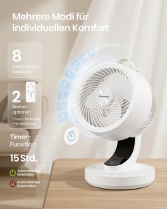 Ventilátor, Songmics Island, fehér, 25x26x38.4 cm - Img 4