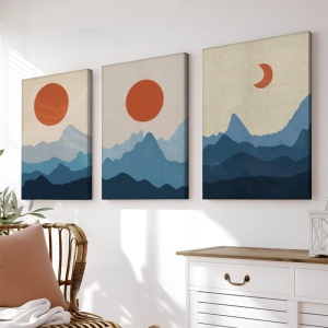3 darabos keretes kép szett, Voriel, többszínű, 40x2002x60 cm