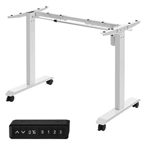 Állítható íróasztal váz, Songmics, fehér-fehér, 86-130x60x71.5-117 cm
