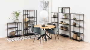 Biblioteca Newcastle, Negru, 165x79.5x30 cm