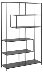 Biblioteca Seaford, Negru, 185x114x35 cm - Img 5