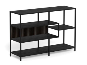 Biblioteca Seaford V1, Negru, 78x114x35 cm - Img 3