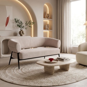 Canapea 2 locuri Luvina, Crem, 71x145x73 cm