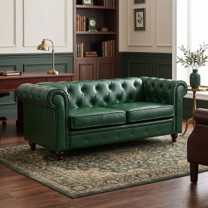 Canapea cu 2 locuri, stil chesterfield, Chesterfield, Pako, Verde inchis 160x67x84 cm