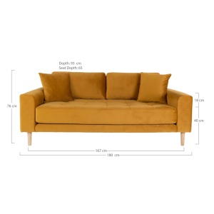 Canapea Lido, Galben, 93x180x76 cm - Img 3