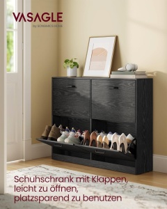 Cipőtároló 16-28 párnak, Vasagle, fekete, 24x105.5x82.7 cm